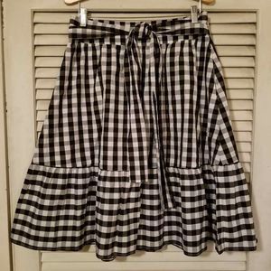 J. Crew Black White Checked Midi Skirt 8